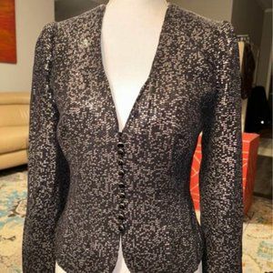 Carmen Marc Valvo Sequin Tailored Crop Jacket - Sz Sm